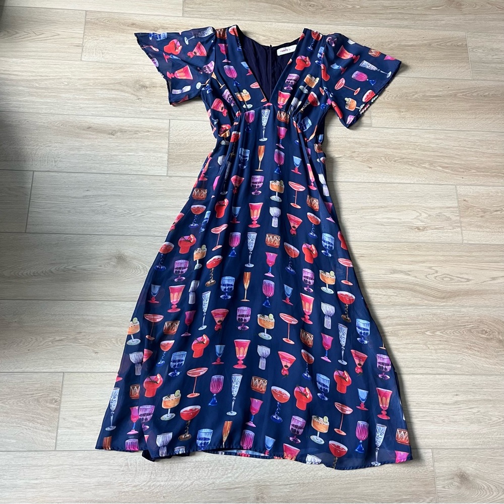 Lisa Says Gah Grace Dress Midi Maxi Short Sleeve Martini Cocktail Printed